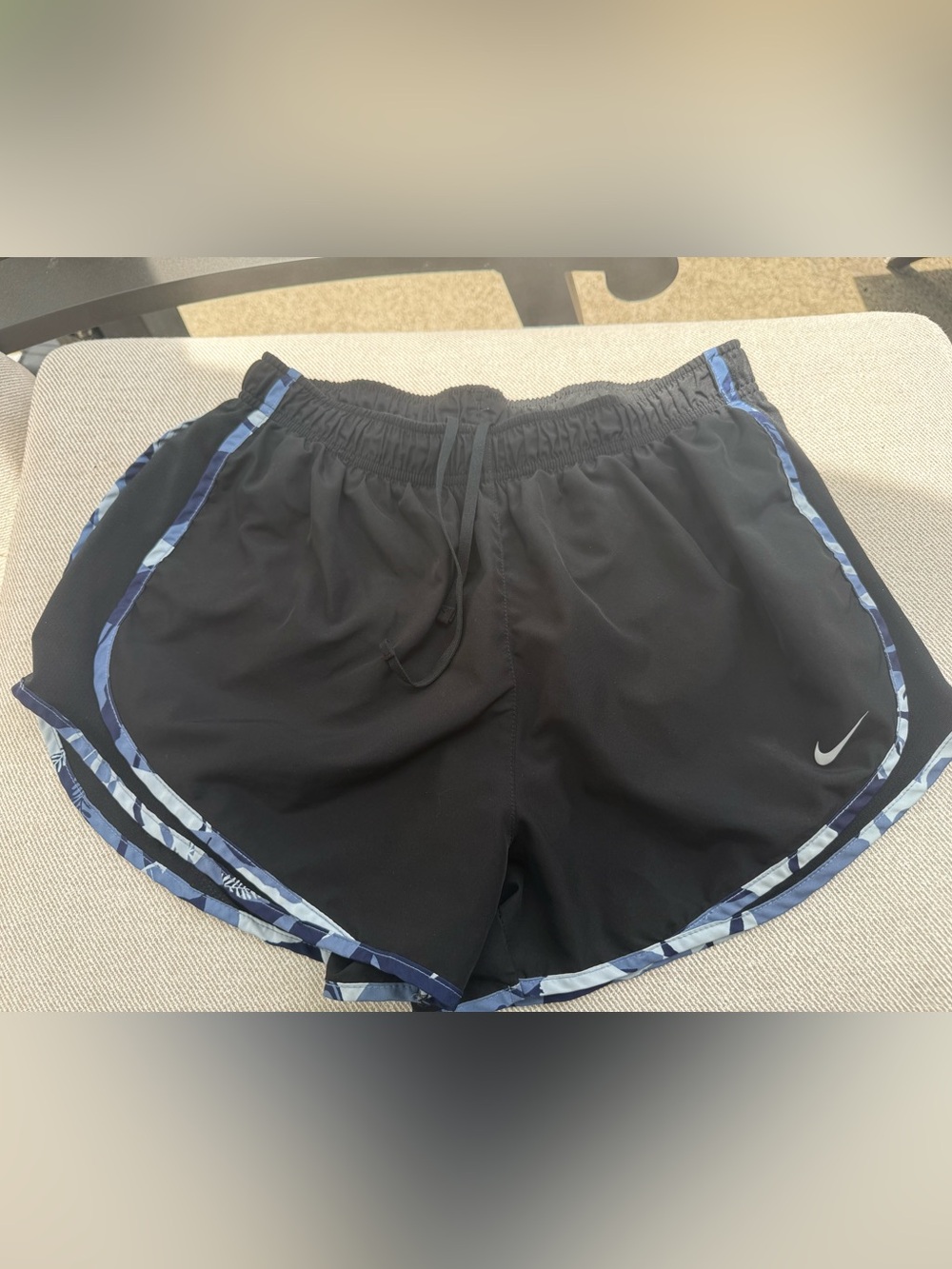 Nike Dry Fit Black Running Shorts with Blue Hawaiian Accent Trim